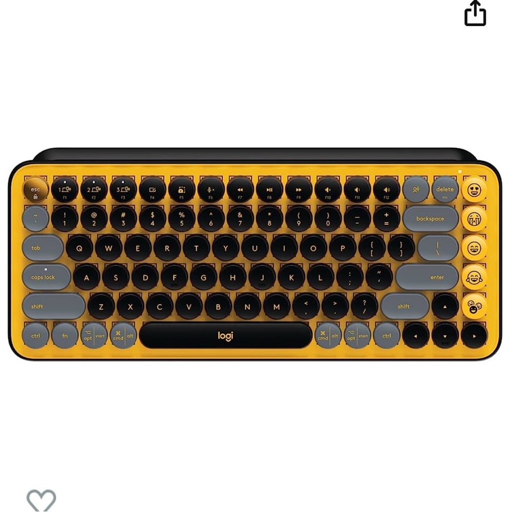 Logitech pop keys mechanical keyboard in black and yellow